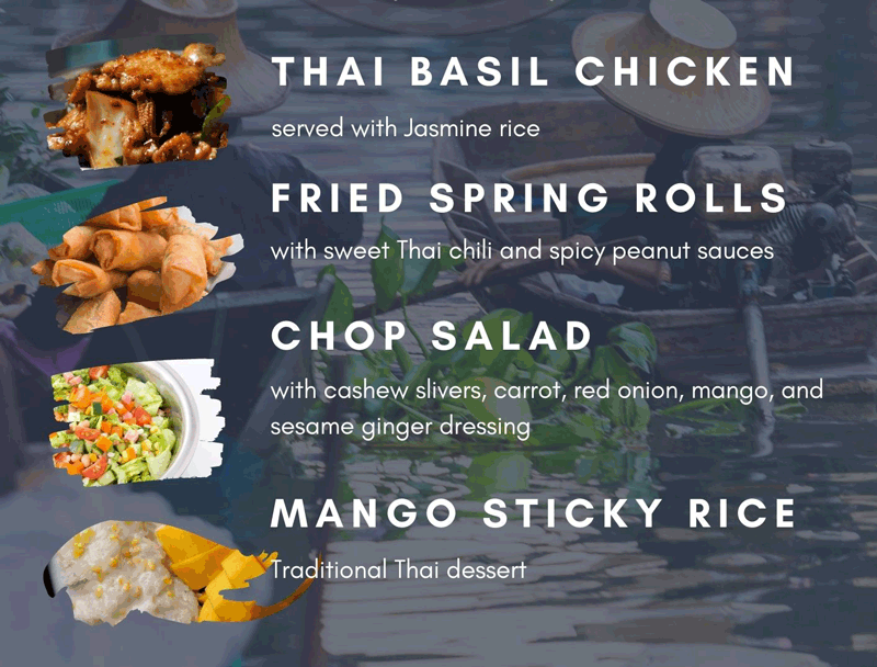 Thursday, September 3rd...Taste of Thai.  PICK UP BETWEEN 4 PM and 5 PM.